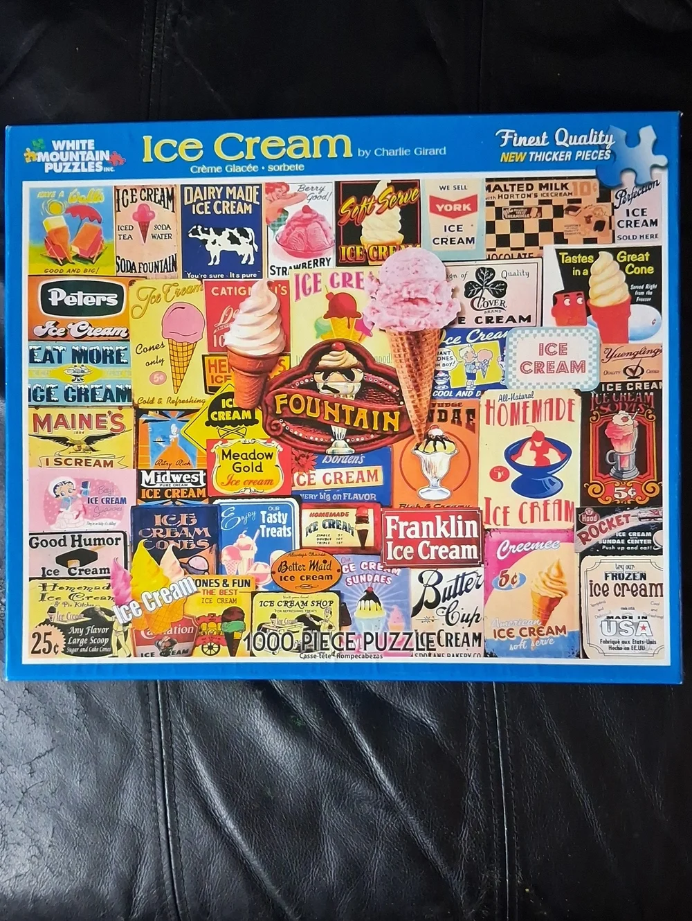 VINTAGE White Mountain Ice Cream 1000-Piece Jigsaw Puzzle - Colorful Retro Signs